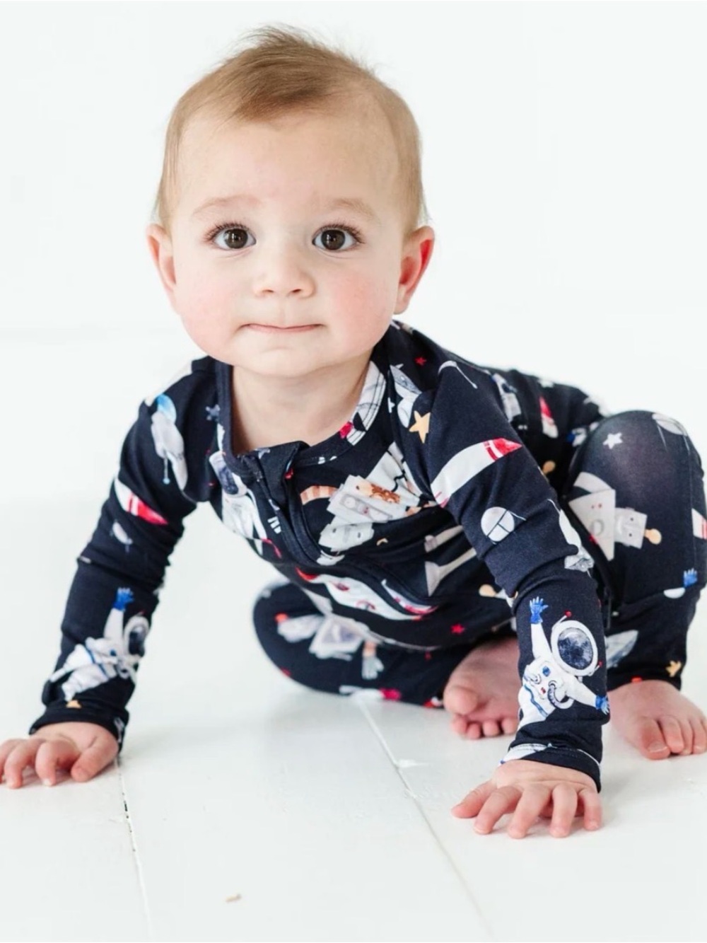 Bums & Roses Infant Long Sleeve “I Need Space” Outer Space Romper 9-12 Month